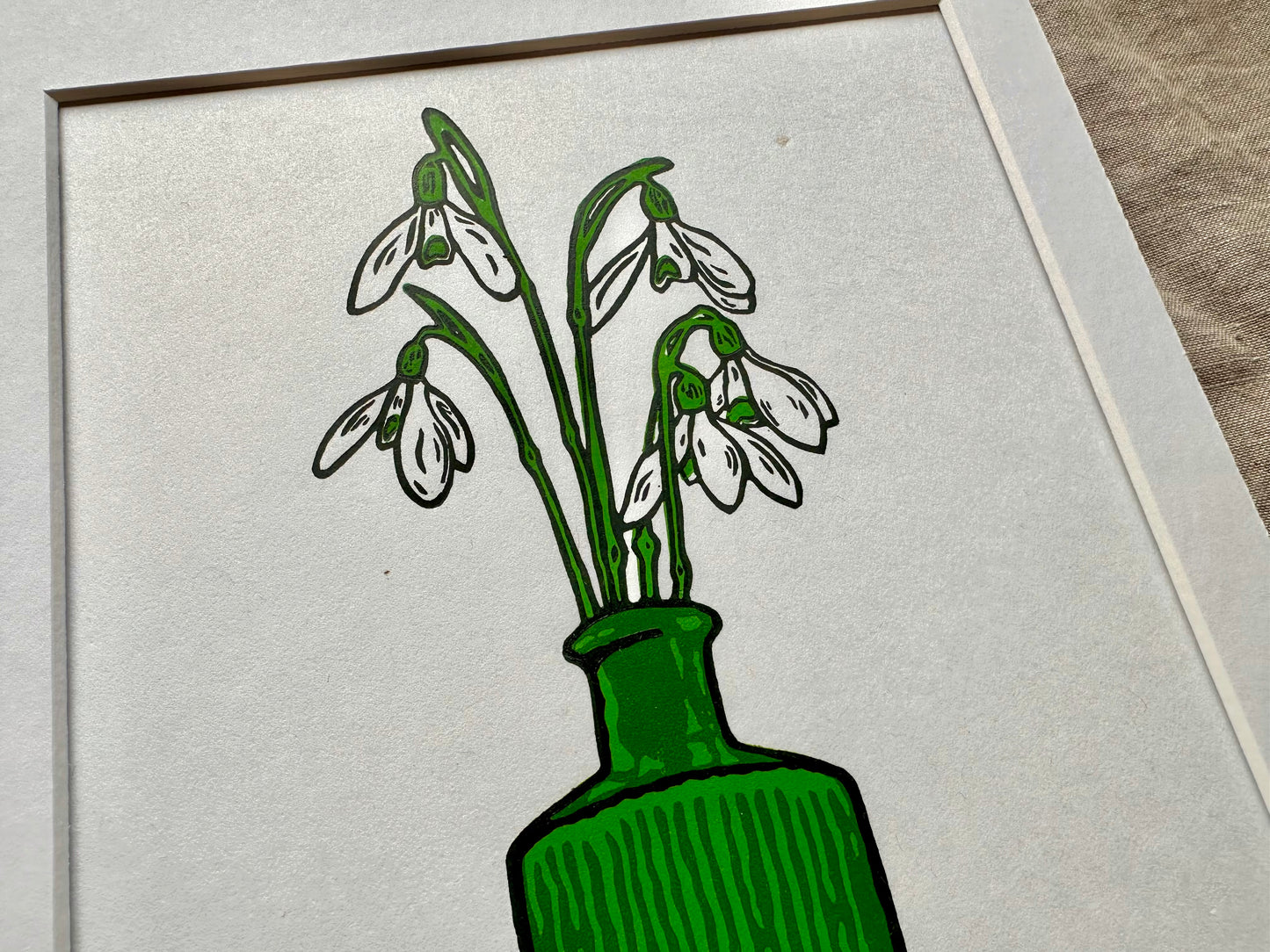 ‘Snowdrops' limited edition linocut print