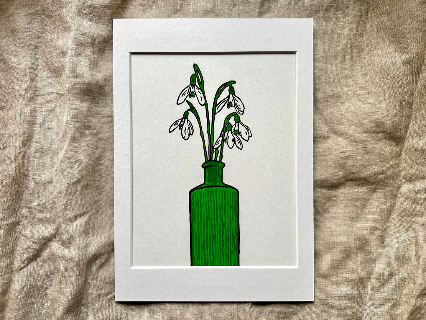 ‘Snowdrops' limited edition linocut print