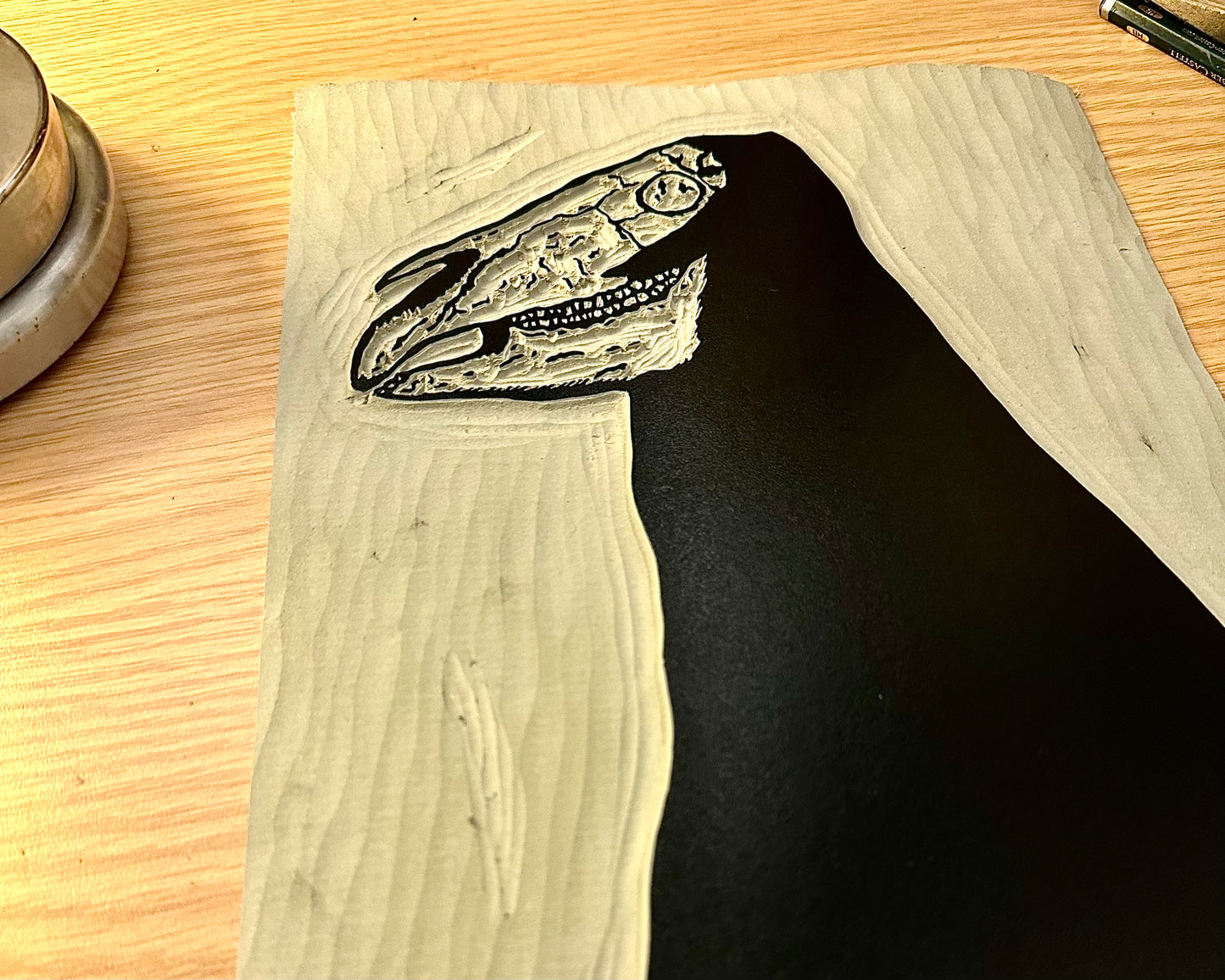 'Moot' - Mari Lwyd Ickeny original pagan folk linocut print limited edition