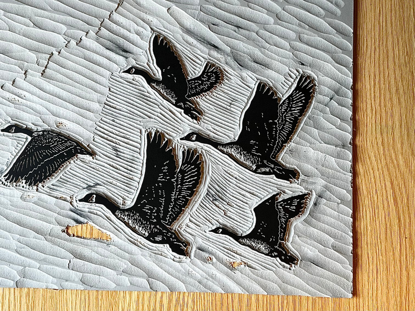 'Fly Away Home' limited edition linocut print