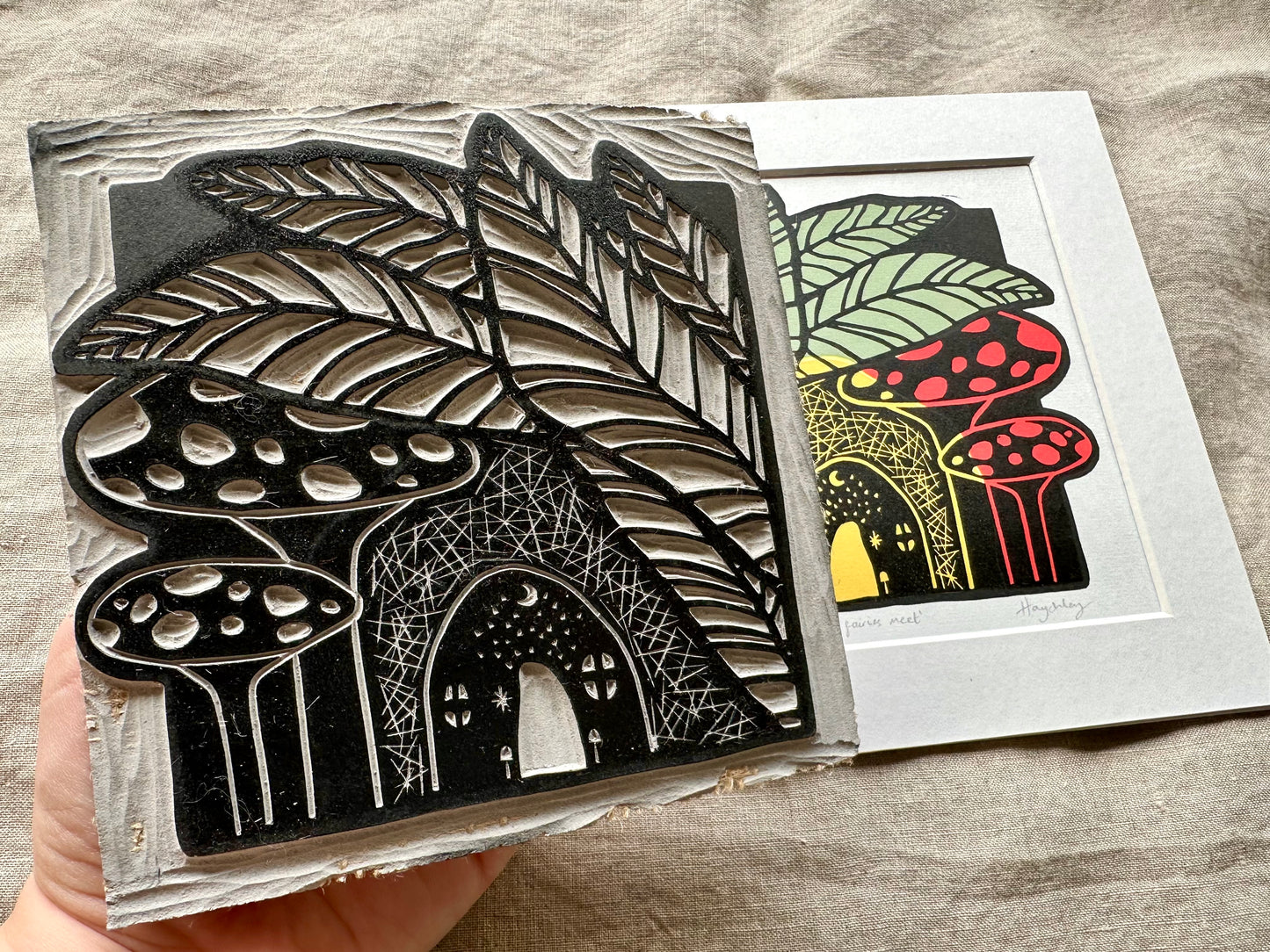 'Where Fairies Meet' limited edition linocut print