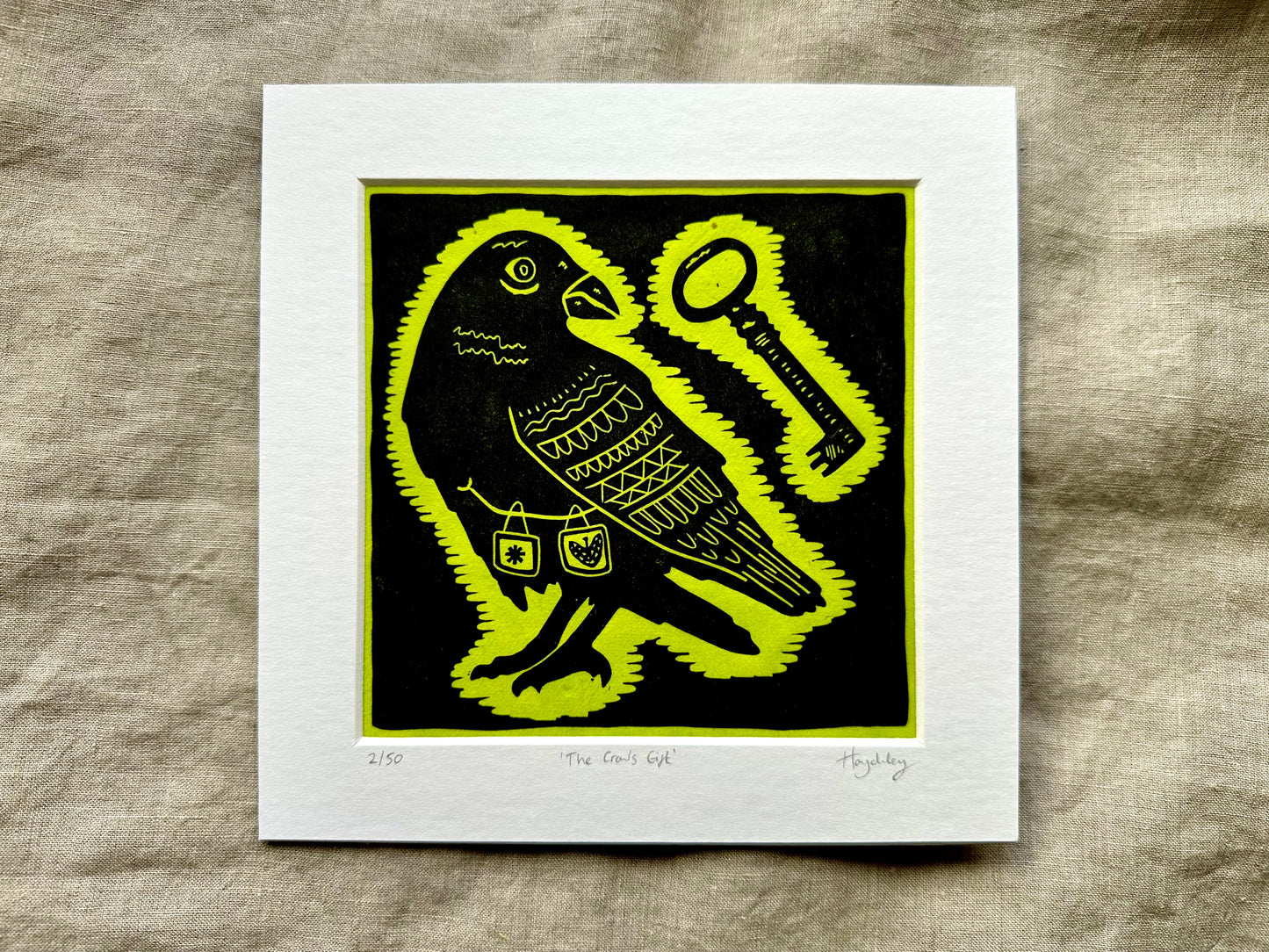 'The Crow's Gift' limited edition linocut print