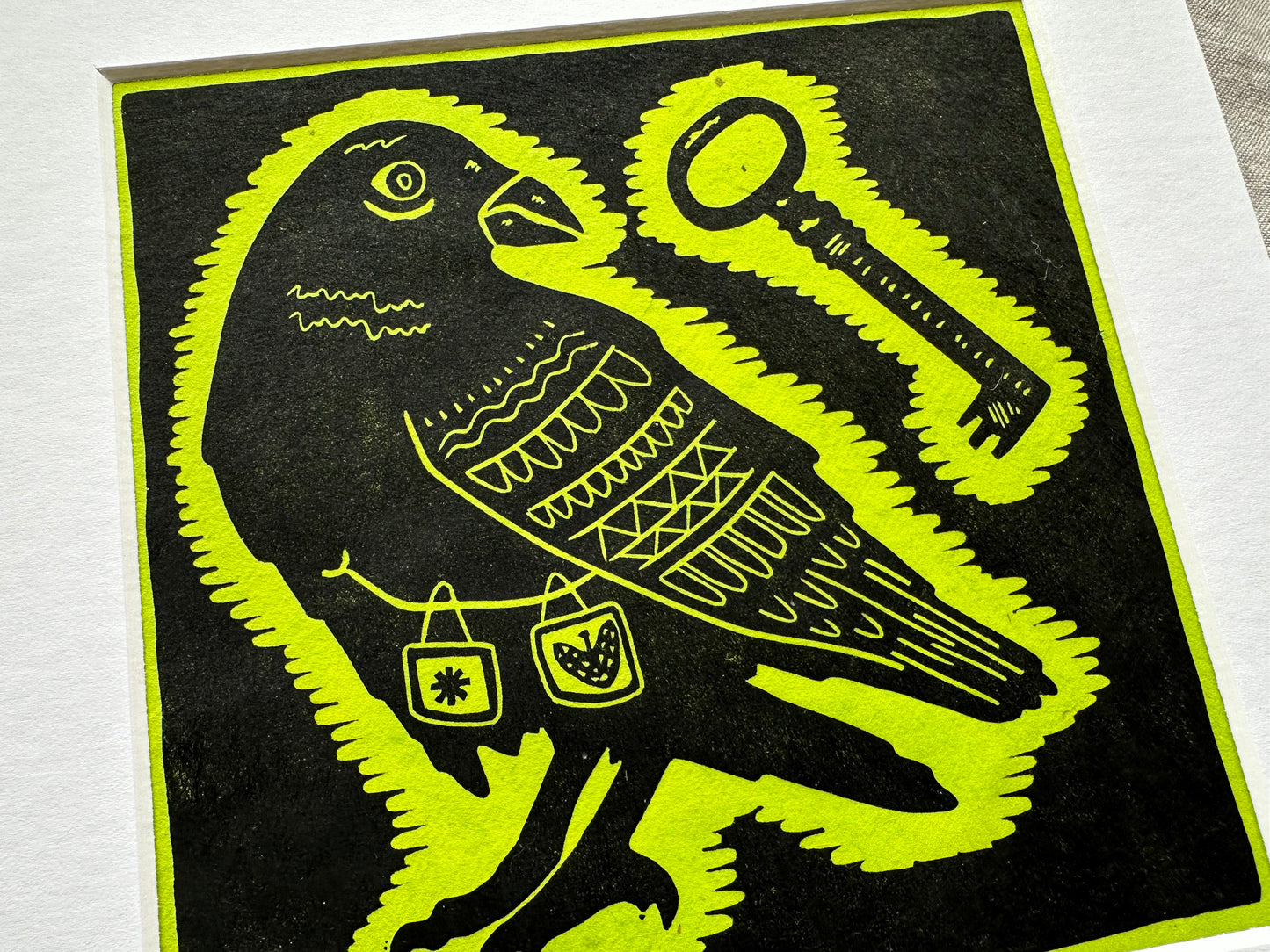 'The Crow's Gift' limited edition linocut print