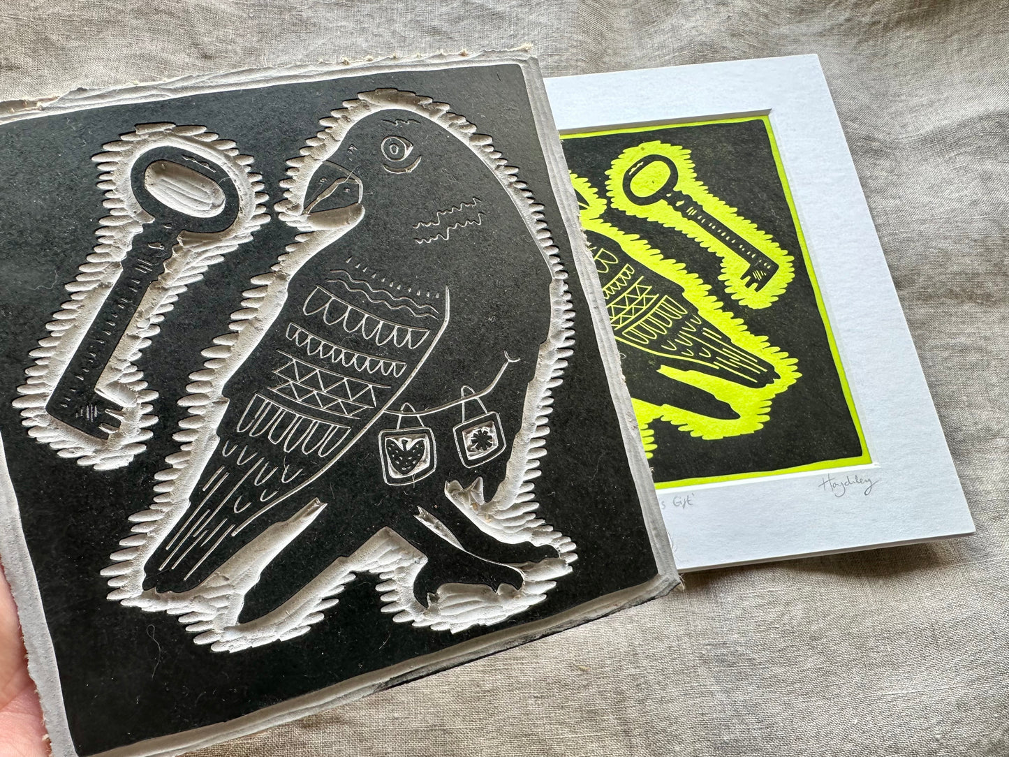 'The Crow's Gift' limited edition linocut print