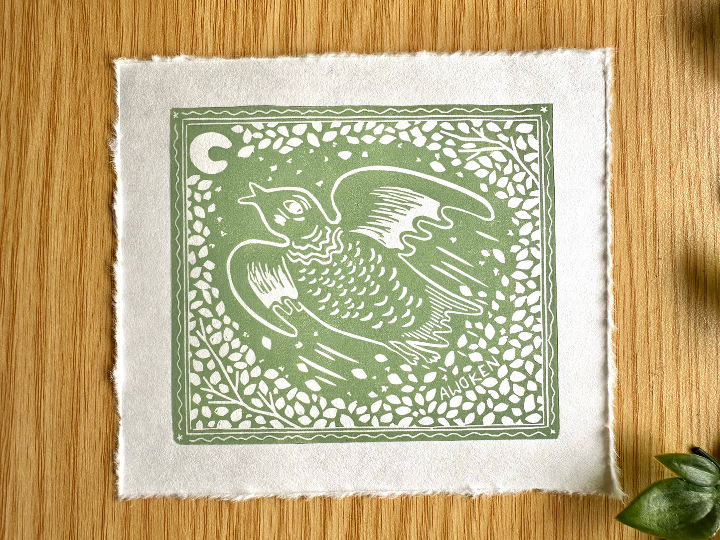 'Awoken' limited edition linocut print