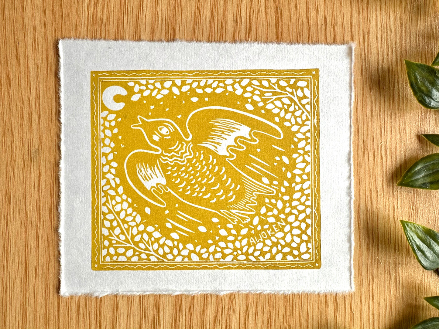 'Awoken' limited edition linocut print