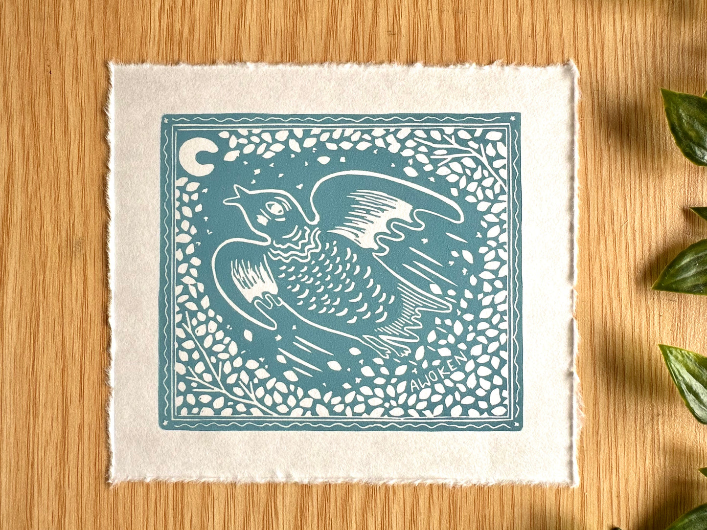 'Awoken' limited edition linocut print