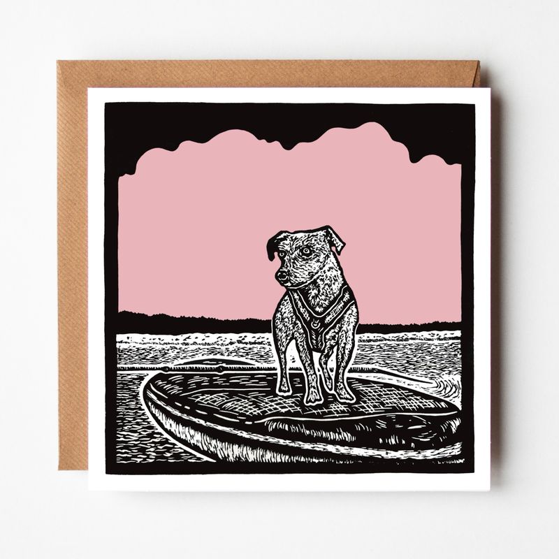 'Pippa Goes Paddleboarding' Greeting Card on Recycled paper