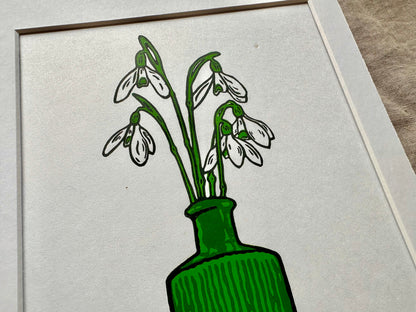 ‘Snowdrops' limited edition linocut print