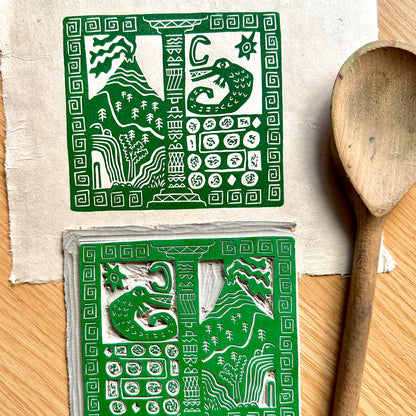 'El Dorado' - Limited edition rainforest folk linocut print