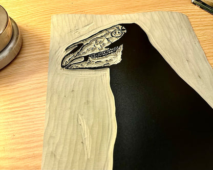 'Moot' - Mari Lwyd Ickeny original pagan folk linocut print limited edition