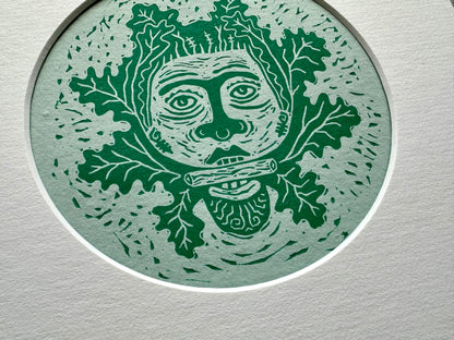 'Green Man' limited edition linocut print