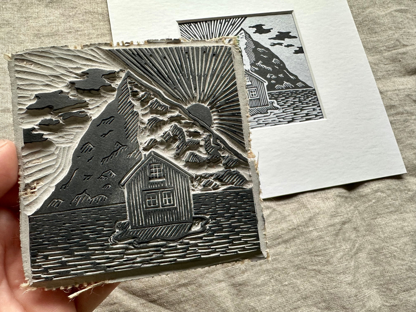 'Fjord' limited edition linocut print