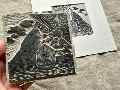 'Fjord' limited edition linocut print