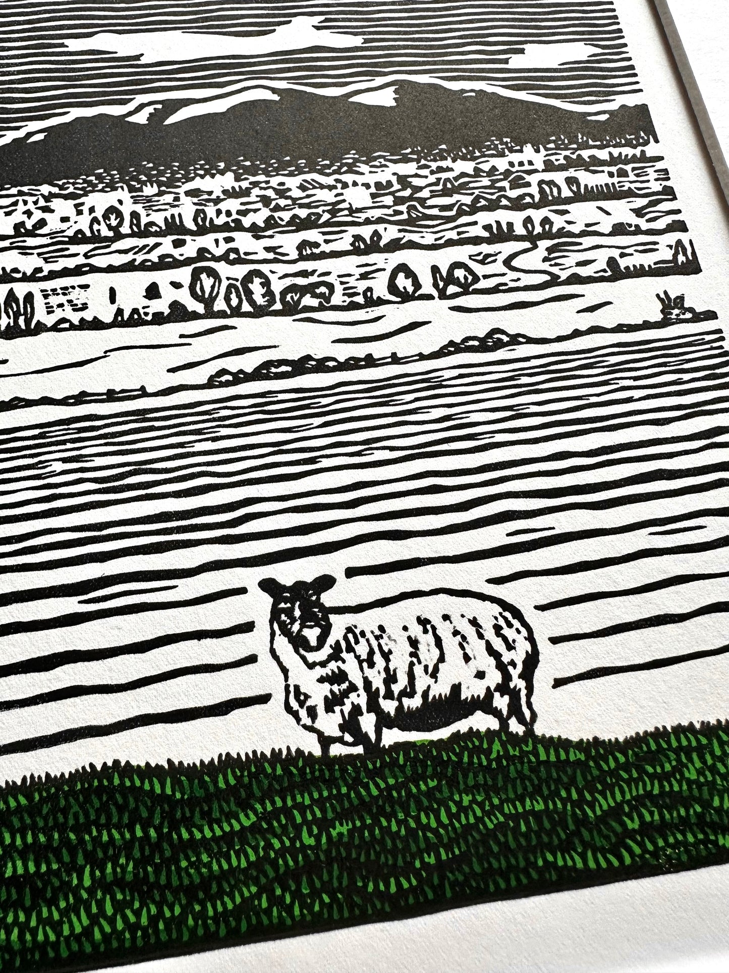 'The Malverns' limited edition linocut print