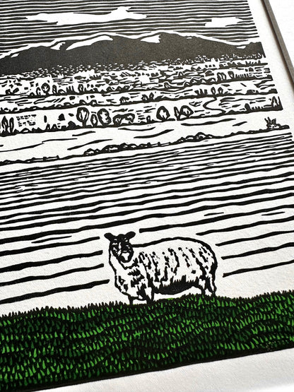 'The Malverns' limited edition linocut print