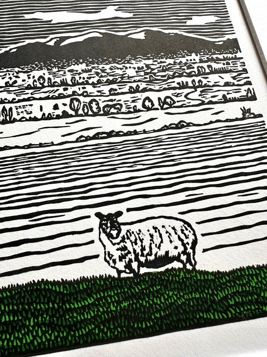 'The Malverns' limited edition linocut print