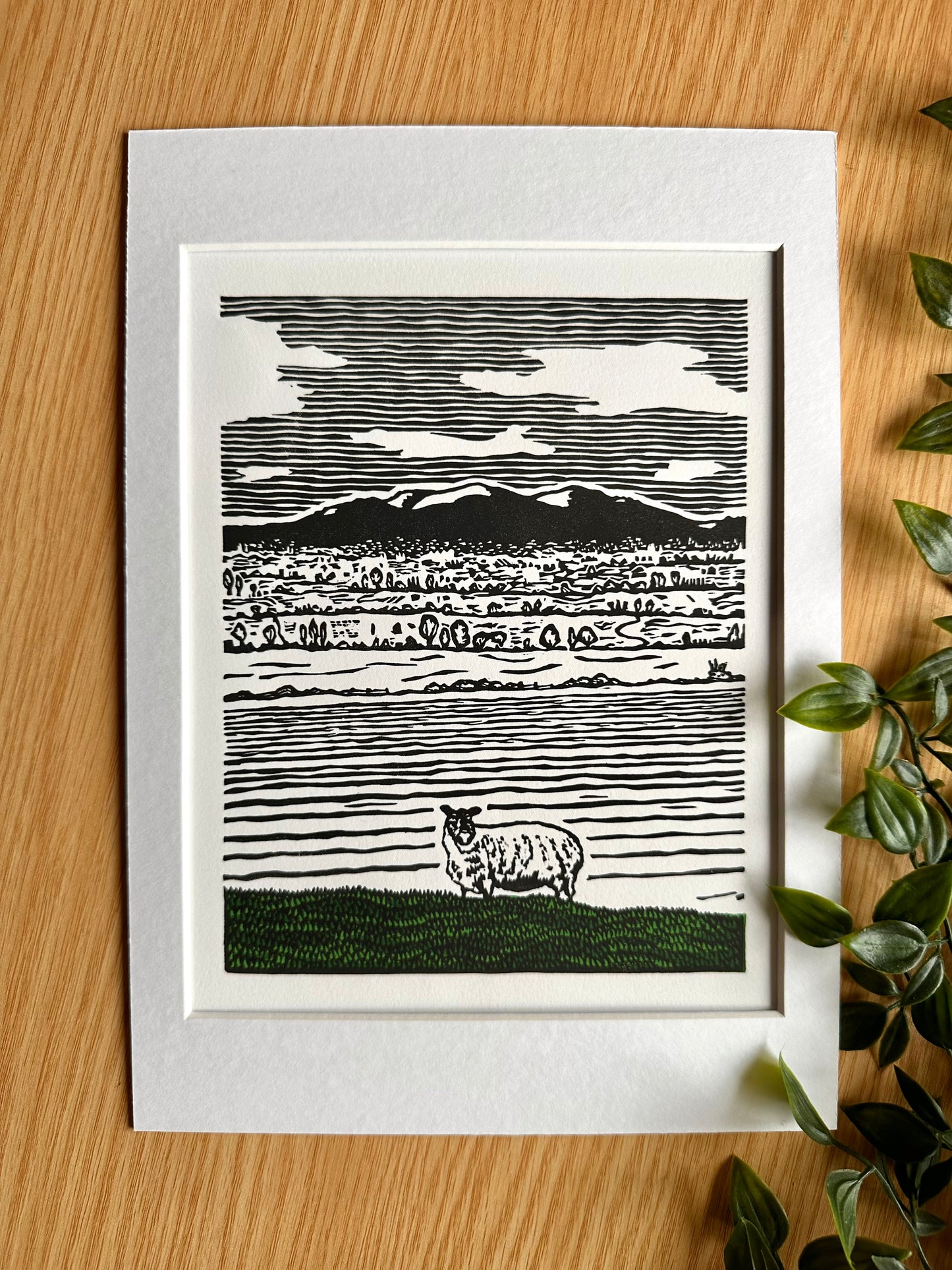 'The Malverns' limited edition linocut print