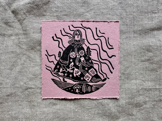 'She is the Mountain' limited edition linocut print