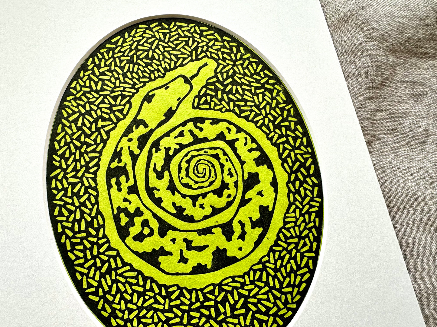 'Spiral Sun' limited edition linocut print