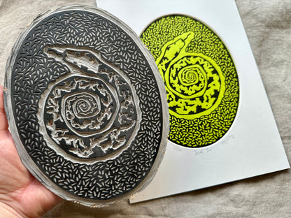 'Spiral Sun' limited edition linocut print