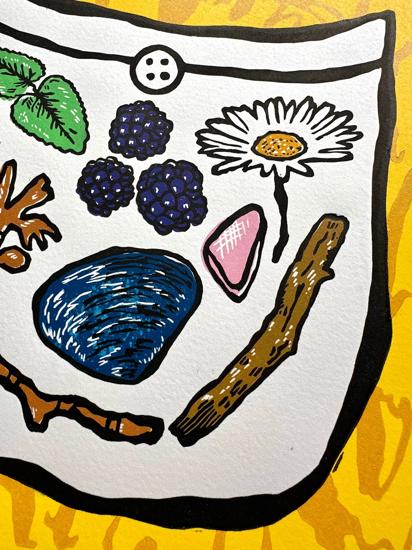 'Things We Found On Our Walk: Summer' limited edition linocut print