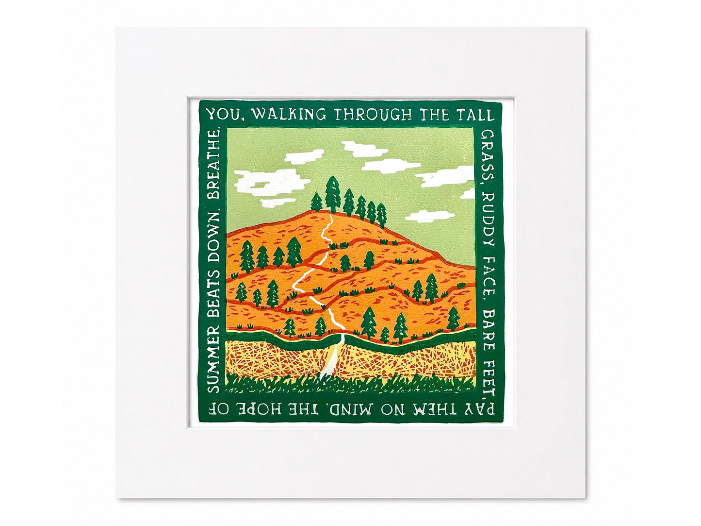 'The Hope Of Summer' - Summertime poem original linocut print limited edition