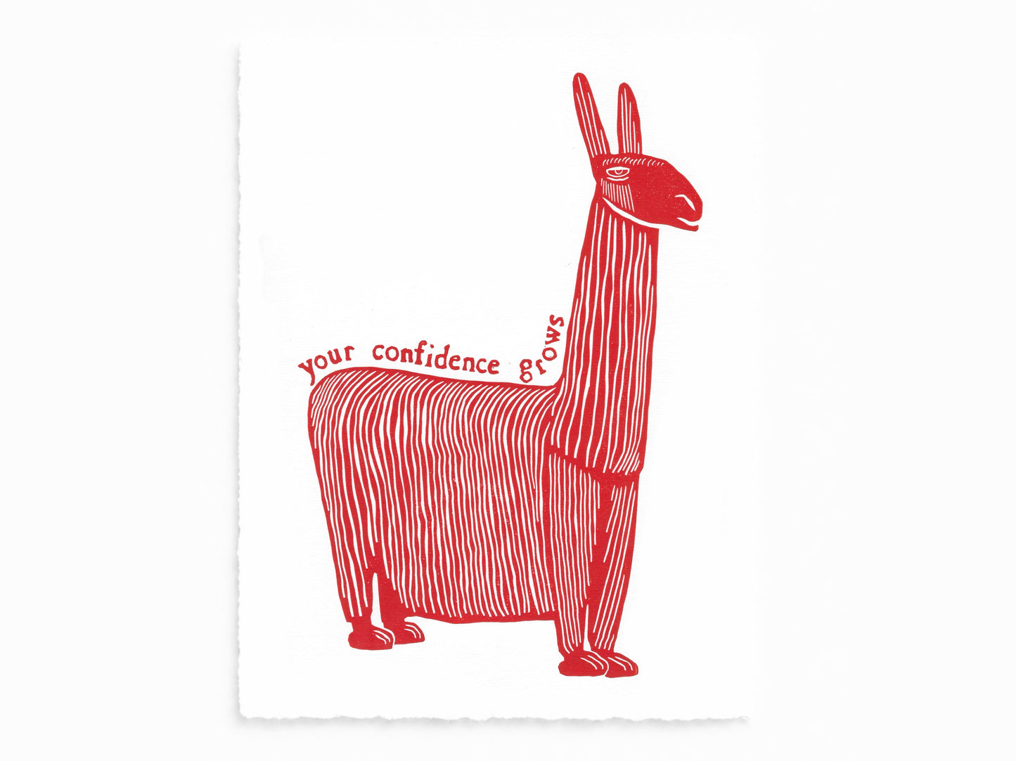 'Growth' - Alpaca positive affirmation confidence limited edition linocut print
