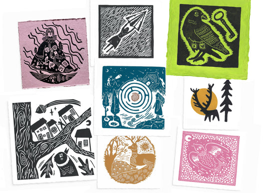 The FOLKLORE Collection - original linocut prints