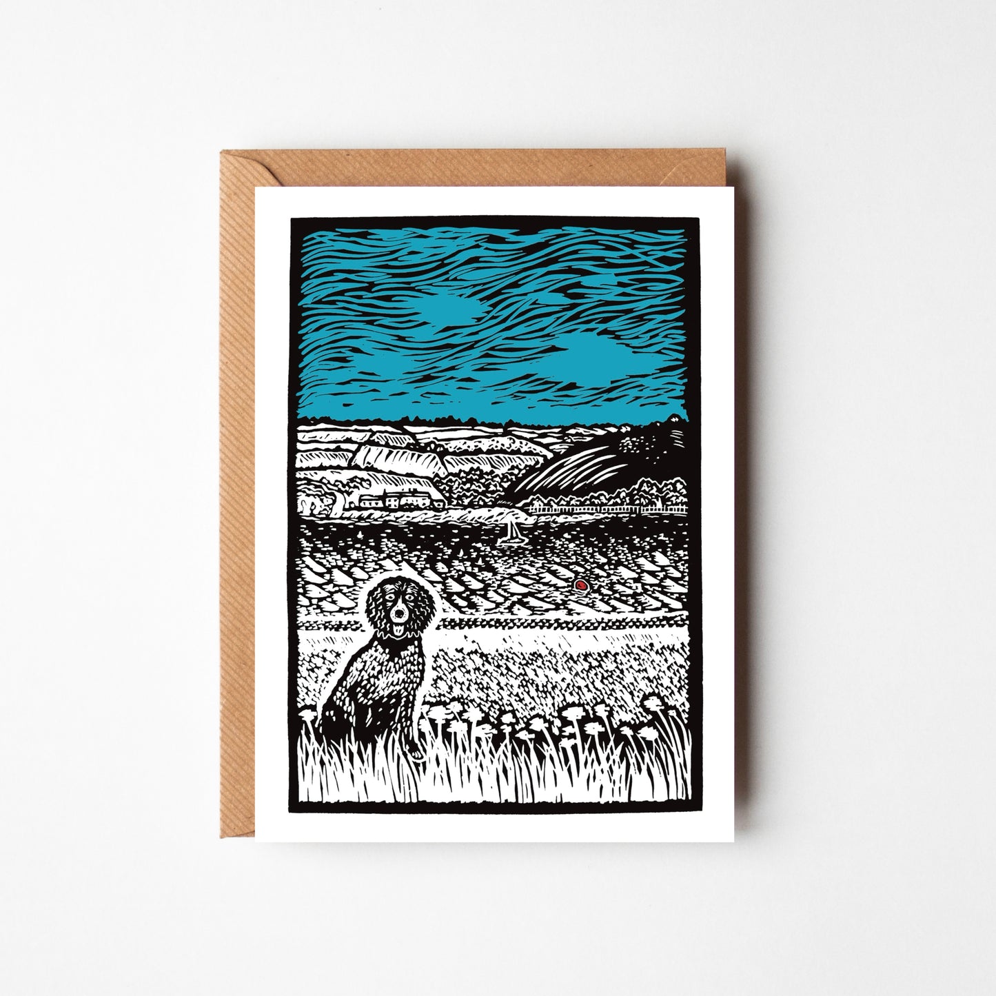 'Spaniel by the Sea' Greeting Card on Recycled paper