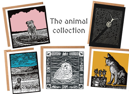 The Animal Collection - linocut animals - blank greeting cards