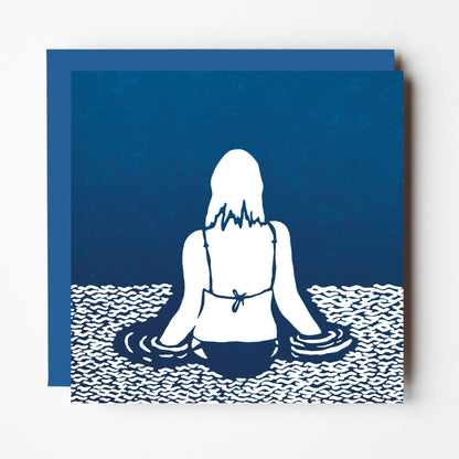 The Water Collection - linocut wild swimming, rivers and seas - blank greeting cards