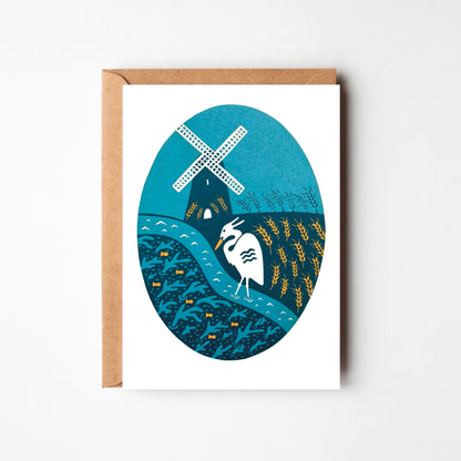 The Water Collection - linocut wild swimming, rivers and seas - blank greeting cards