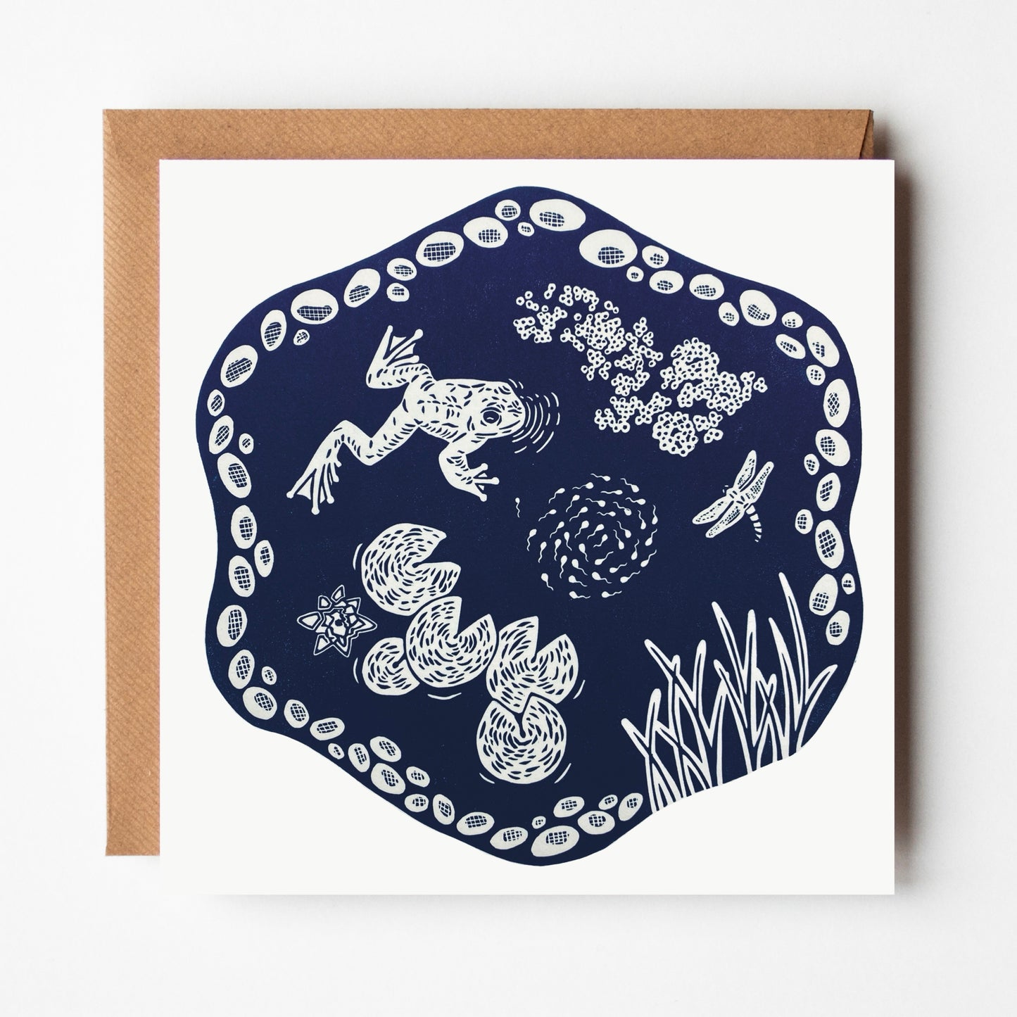 The Water Collection - linocut wild swimming, rivers and seas - blank greeting cards