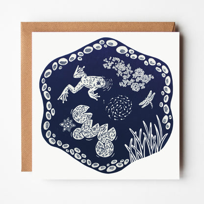 The Water Collection - linocut wild swimming, rivers and seas - blank greeting cards