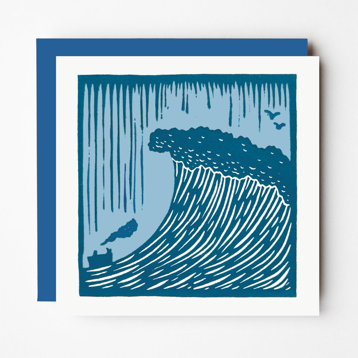 The Water Collection - linocut wild swimming, rivers and seas - blank greeting cards