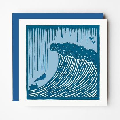 The Water Collection - linocut wild swimming, rivers and seas - blank greeting cards