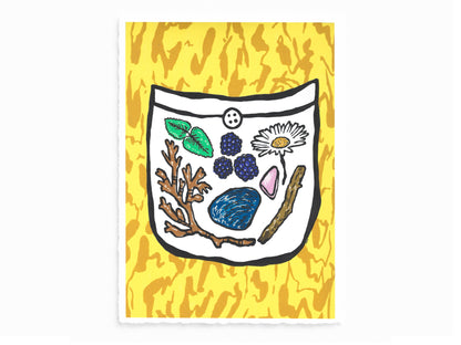 'Things We Found On Our Walk' series - linocut print of the wild British seasons - limited edition