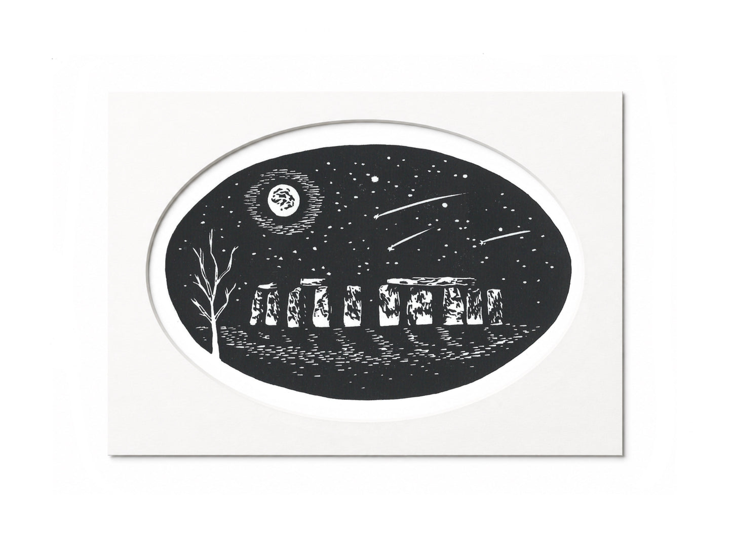 'Stonehenge' - Original prehistory linocut print - limited edition