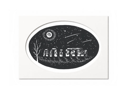 'Stonehenge' - Original prehistory linocut print - limited edition