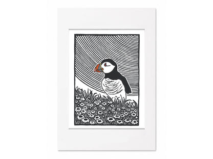 'Lundy' - Puffin hand painted limited edition linocut print