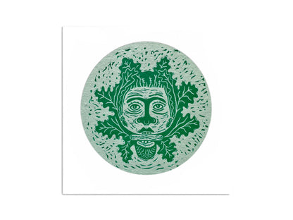 'Green Man' - Linocut limited edition print on handmade paper