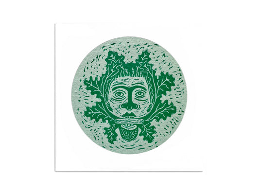 'Green Man' - Linocut limited edition print on handmade paper