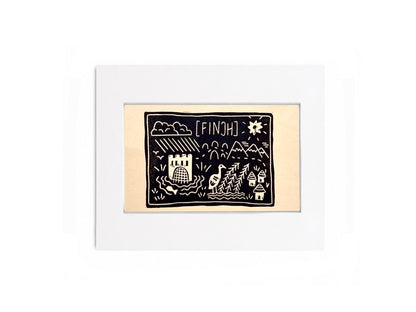 Mini medieval fantasy maps - limited edition hand printed linocut