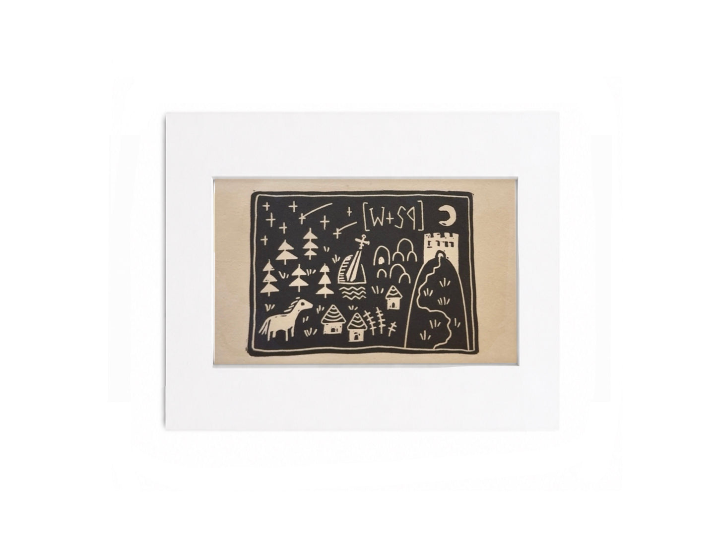 Mini medieval fantasy maps - limited edition hand printed linocut