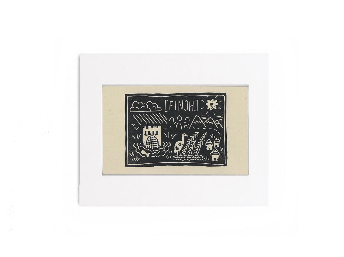 Mini medieval fantasy maps - limited edition hand printed linocut
