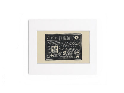 Mini medieval fantasy maps - limited edition hand printed linocut