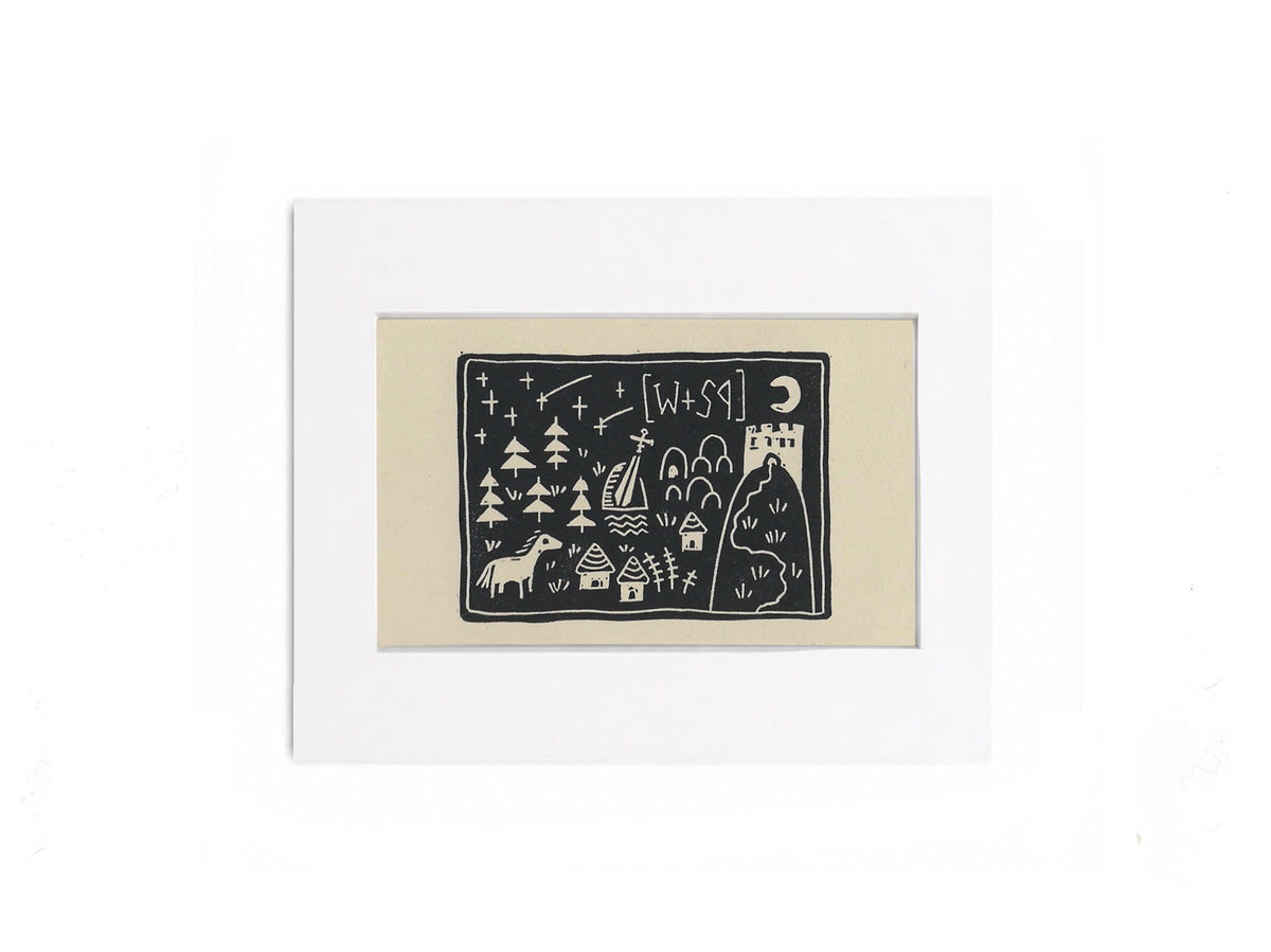 Mini medieval fantasy maps - limited edition hand printed linocut