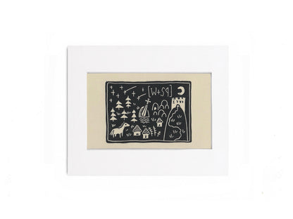 Mini medieval fantasy maps - limited edition hand printed linocut