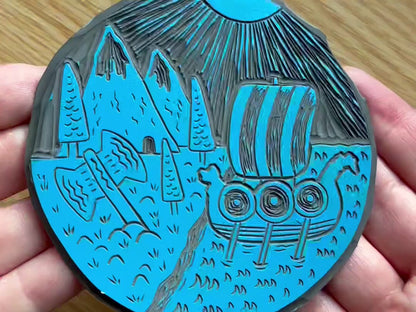 'Land Ahoy' limited edition linocut print